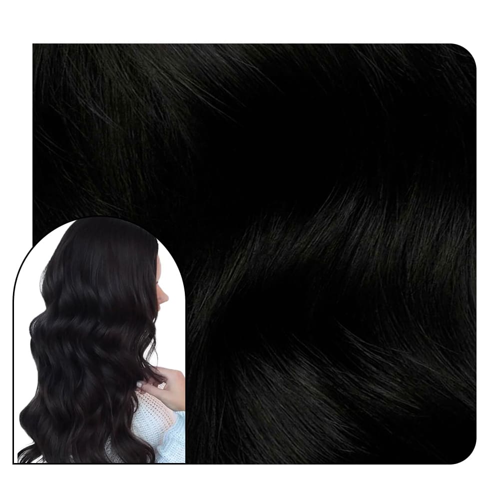 [Pre-sale] Body Wave Tape in Hair Extensions Seamless Skin Weft Hair Jet Back #1