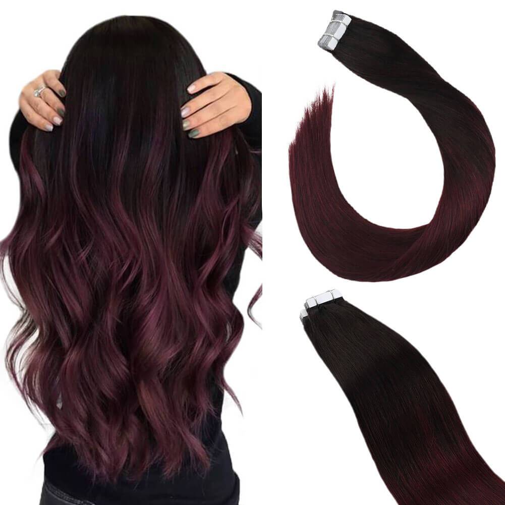 glue in extensions tape best selling hair extensions black with wine red