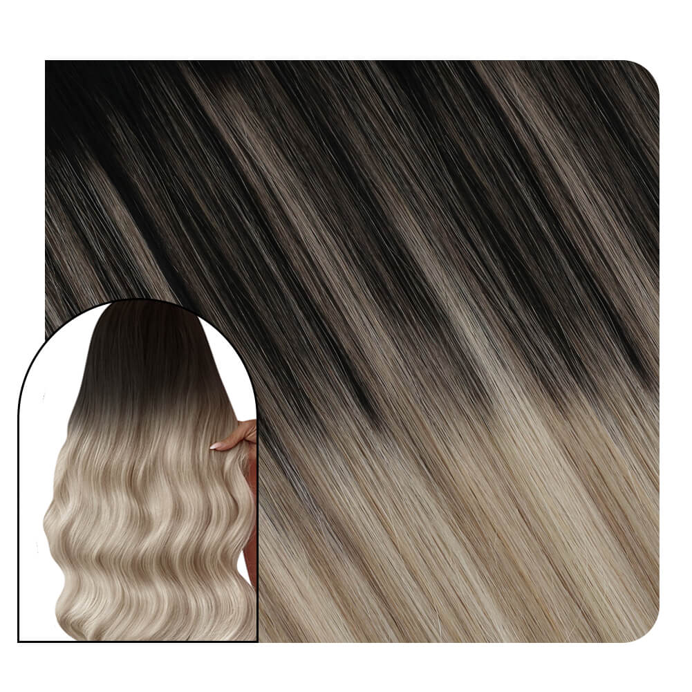 Micro Loop Extensions Fusion Human Hair Balayage Black to Blonde #1B/18/60