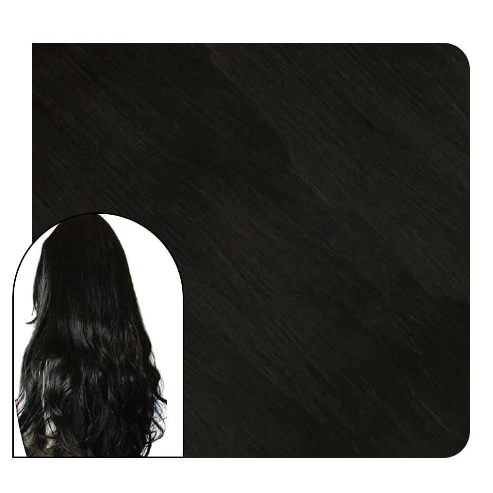[Virgin Hair] 100% Virgin Human Hair Tape in Extensions Natural Black Pure Color #1b