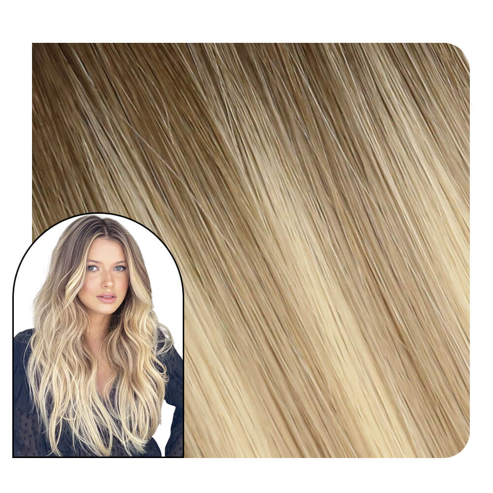 Seamless Inject Tape in Human Hair Brown Mixed With Blonde