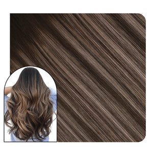 Brown Balayage Clip in Extensions Mix Caramel Blonde Color #2/27/2