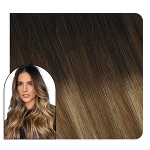 Balayage Hair Extensions Clip in Brown Ombre with Blonde Hair #2/6/12