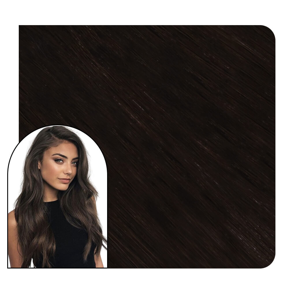 Invisible Seamless Injected Virgin Tape in Hair Extensions Darkest Brown #2