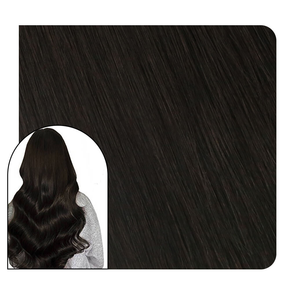 Clip in Hair Extensions for Fullness Pure Color Dark Brown Extensions #2 | Ugeat