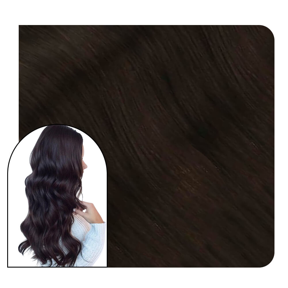 [Virgin+] Invisible Seamless Injected Tape in Hair Extensions Darkest Brown #2