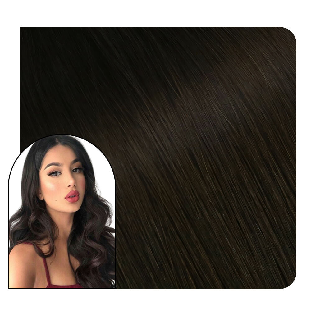 [Virgin+] Hair Weave Style Sew in Darkest Brown Hybrid Weft Extensions #2