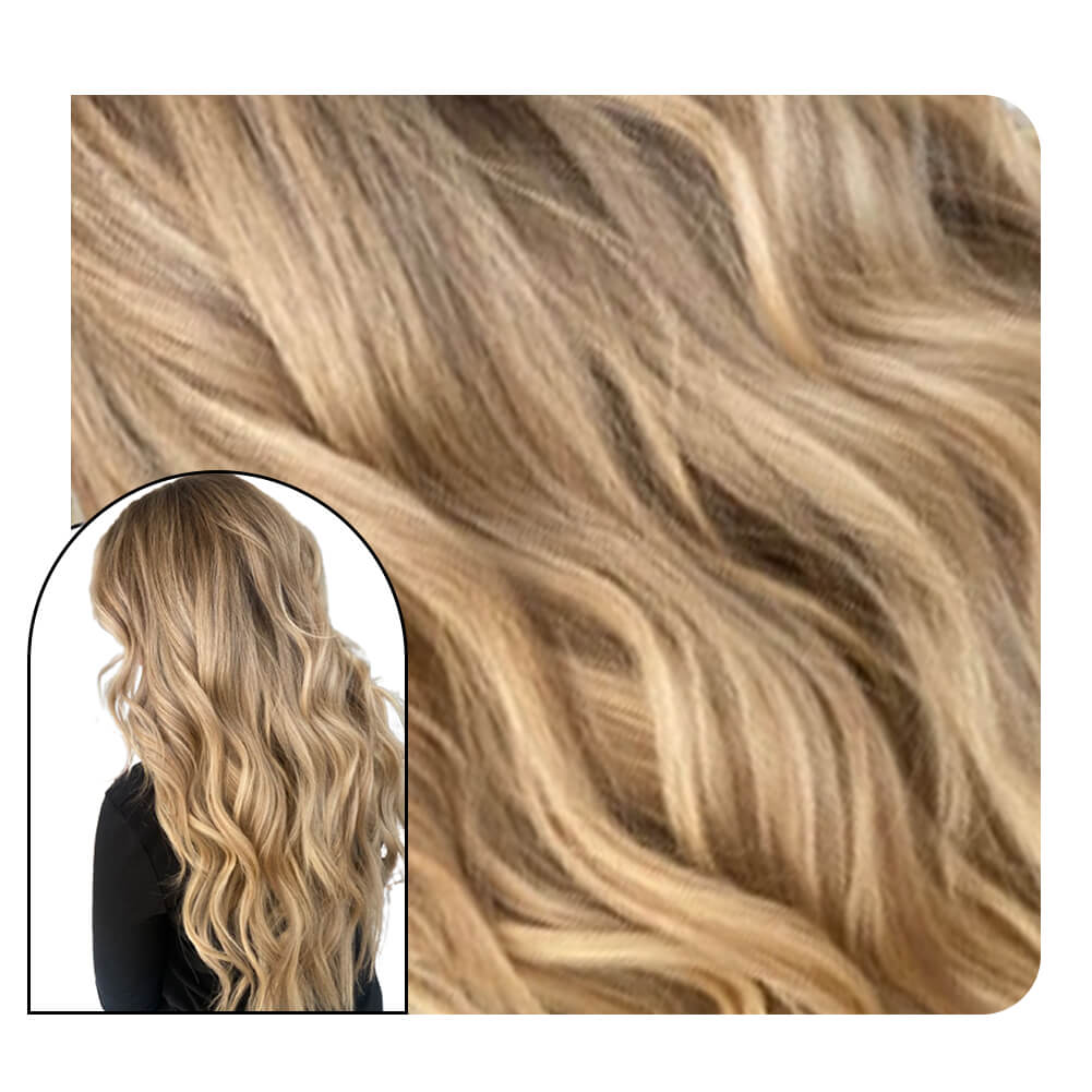 Wavy Seamless Injection Tape in Hair Extensions Balayage