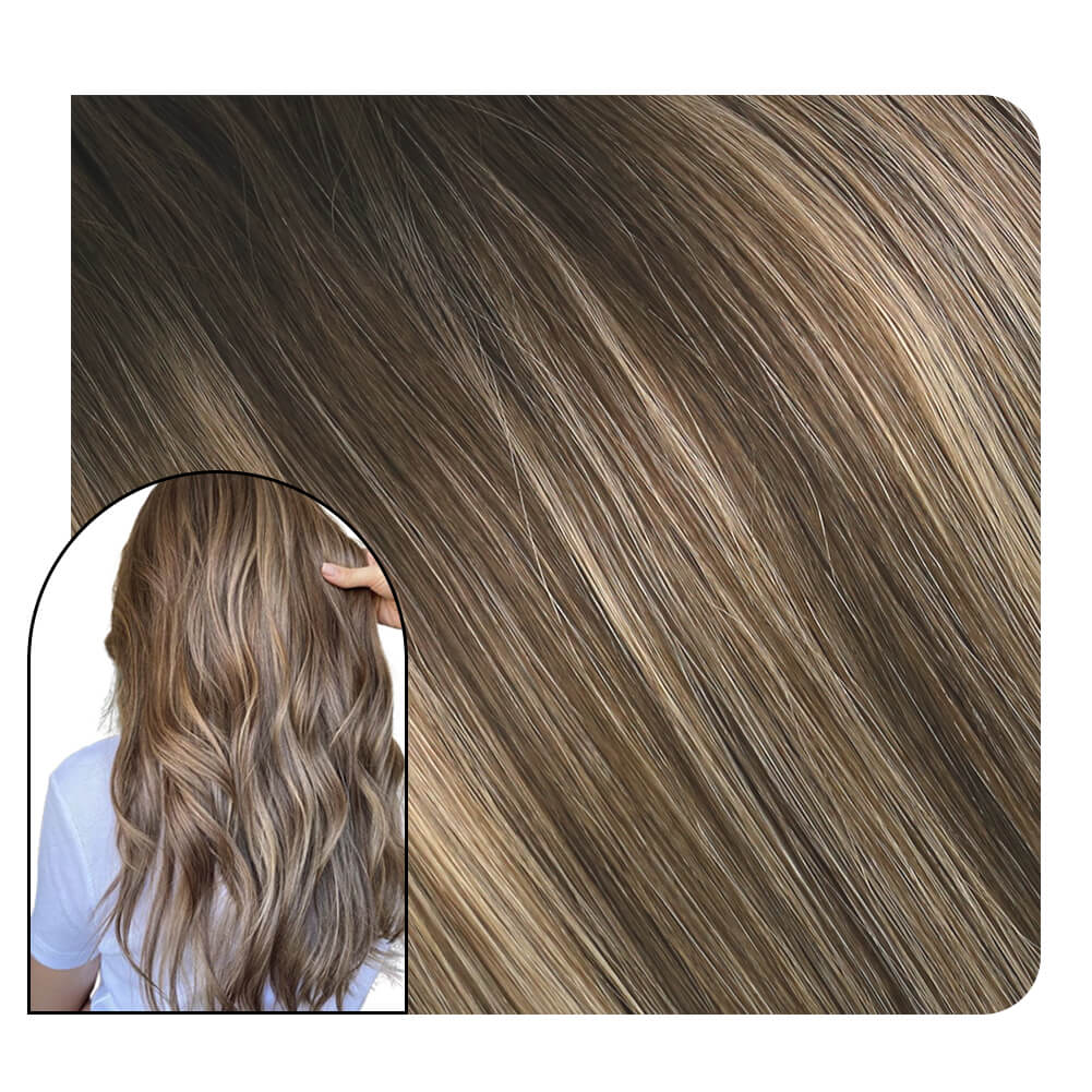 [Virgin+] Full Cuticle Virgin Genius Weft Hair Extensions Balayage #4/27/4