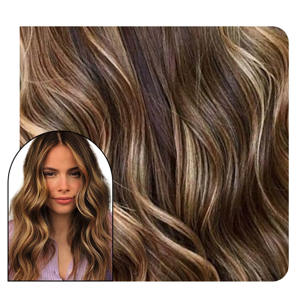 Seamless Inject Tape in Hair Extensions Virgin Hair Wave Balayage