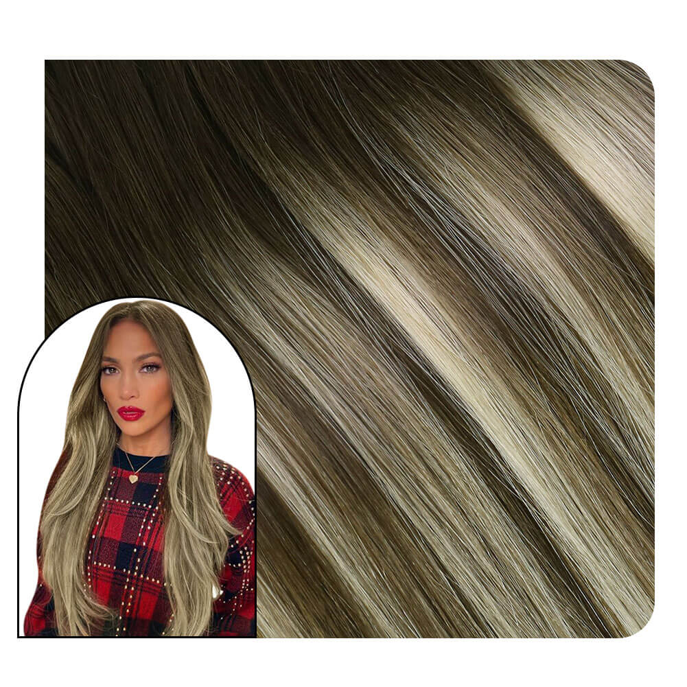 [Virgin Hair] Tape in Extensions Real Hauman Hair Balayage Color #4/8/27/4