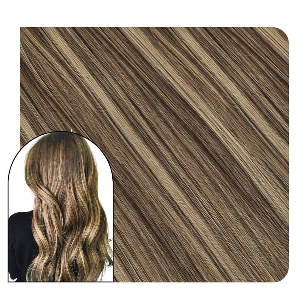  I Tip Hair Extensions Dark Brown Highlight with Blonde P4/27