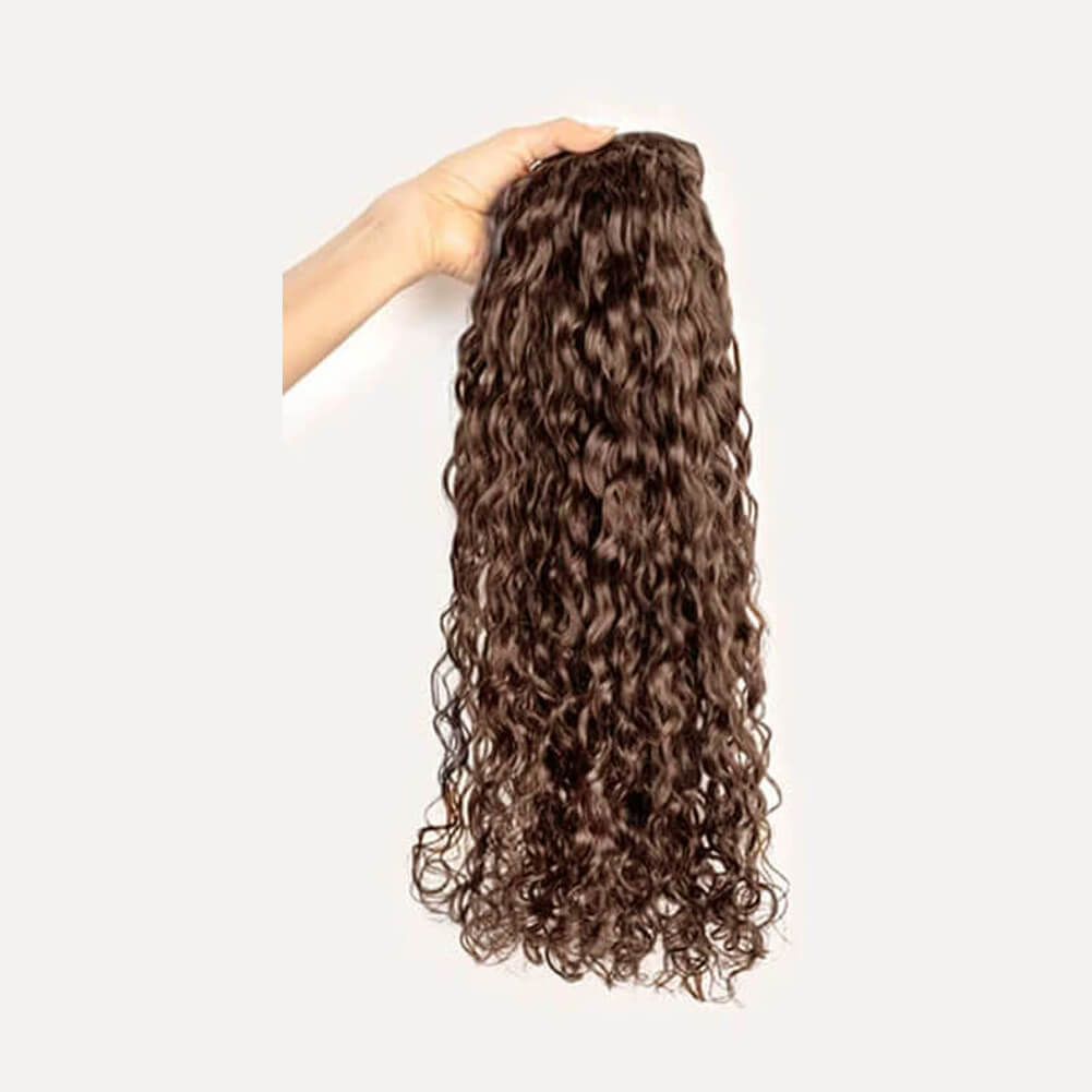 Curly clip in hair extensions brown