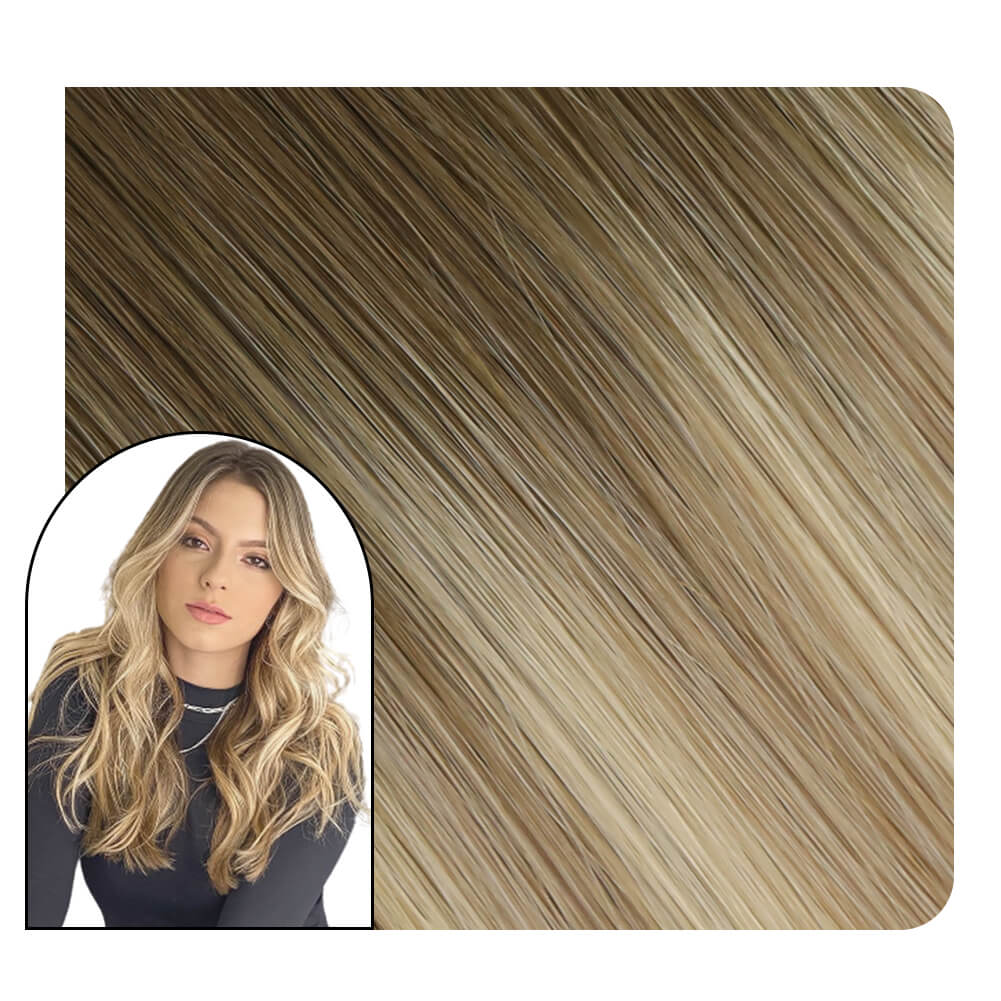 Tape in Hair Extensions Human Hair Balayage Brown With Blonde