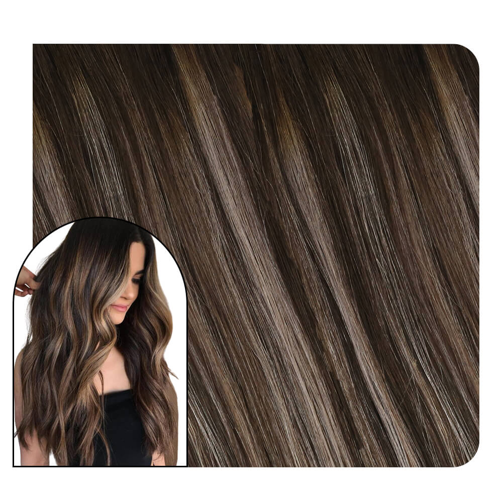 clip in real hair extensions dark brown
