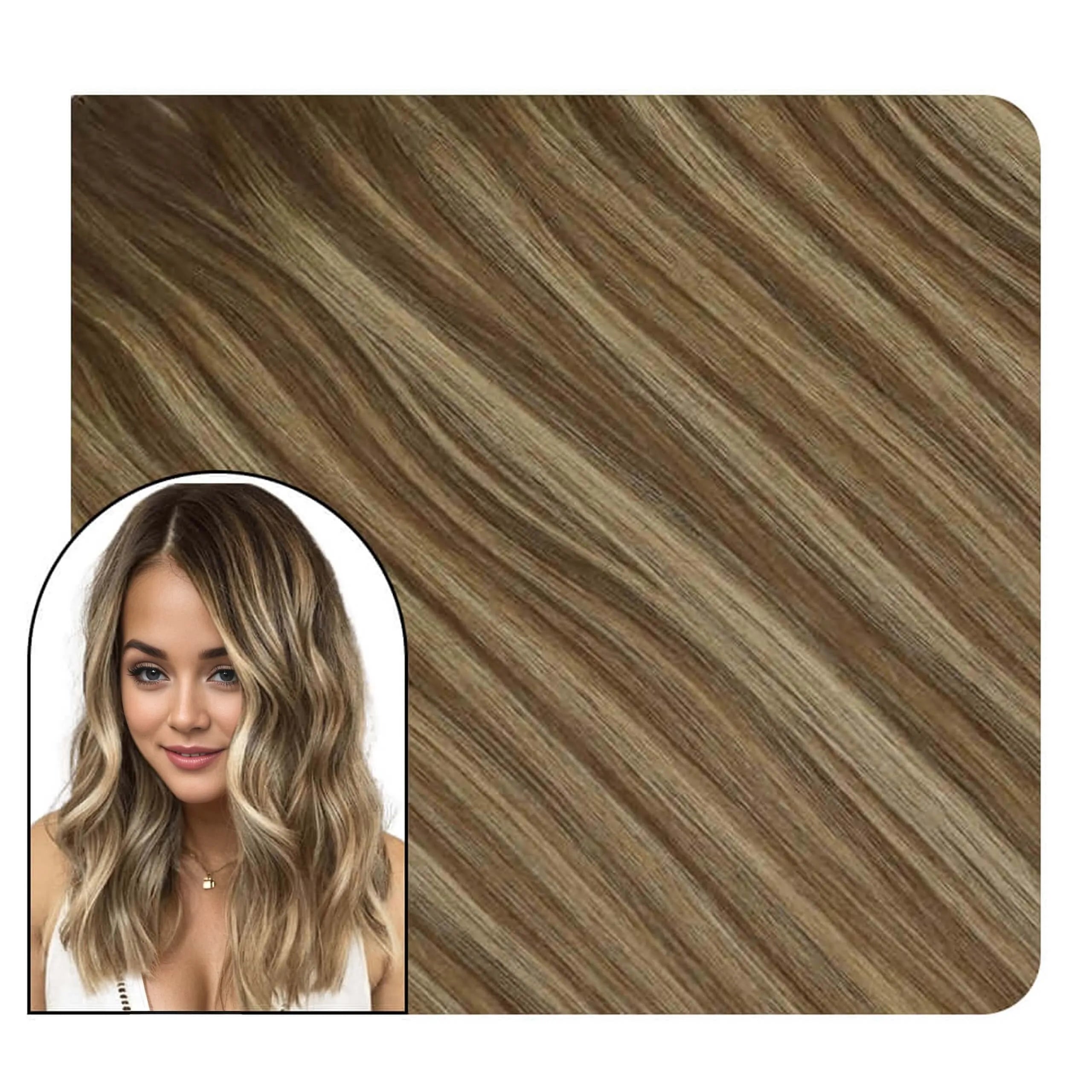 invisible tape hair extensions brown blonde #4/4/27