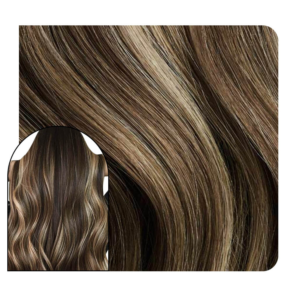 [Pre-sale] Body Wave Ombre Tape in Human Hair Extensions Brown with Blonde #4/4/27