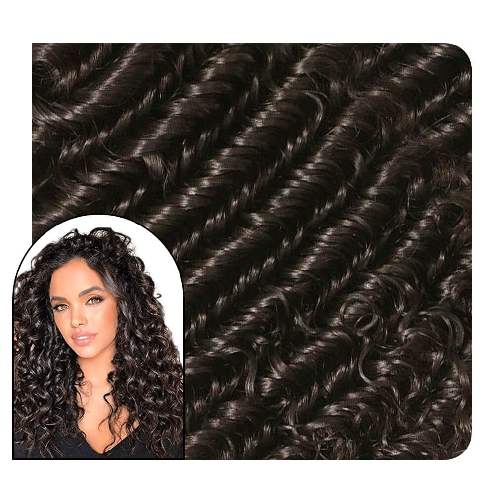 Curly Clip ins Hair Extensions Human Hair Chocolate Brown Color Sale #4