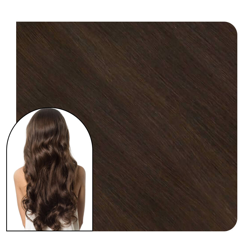 100% Virgin Human Hair Tape in Extensions Chocolate Brown Color