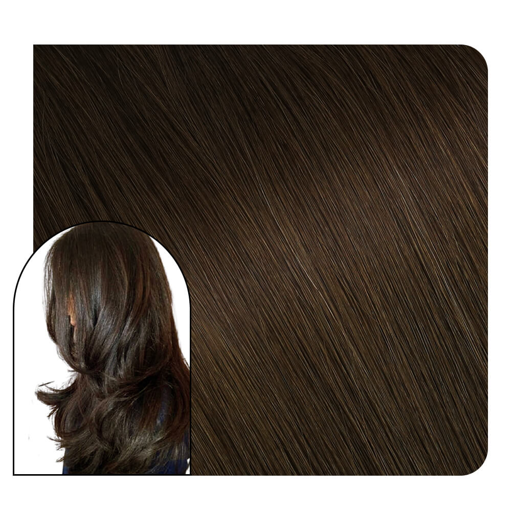 [Virgin+] Flat Slik Weft Hair Extensions Sew in Hair Bundles Virgin Hair Brown #4