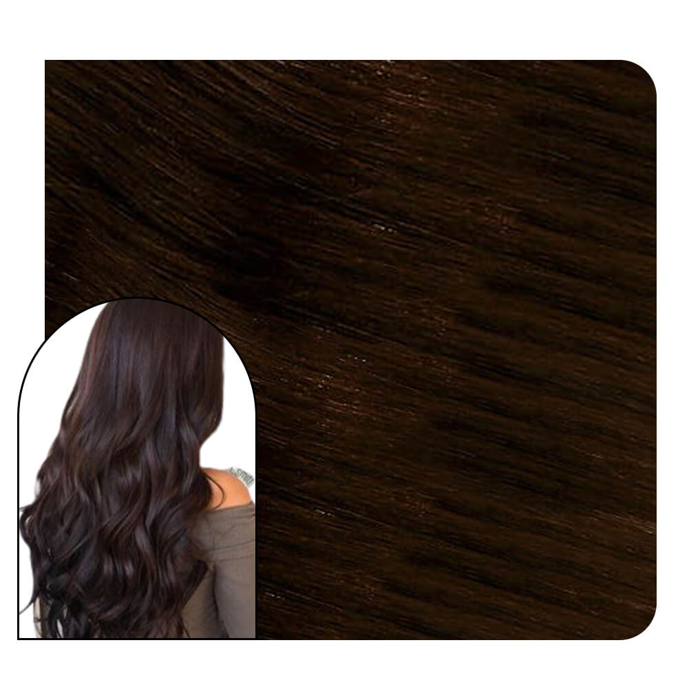 [Virgin+] Invisible Seamless Injection Tape Hair Extensions Darkest Brown #4