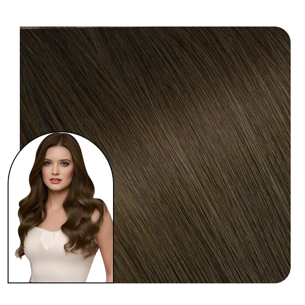 Flat Slik Weft Hair Extensions Sew in Hair Bundles Virgin Hair Brown #4