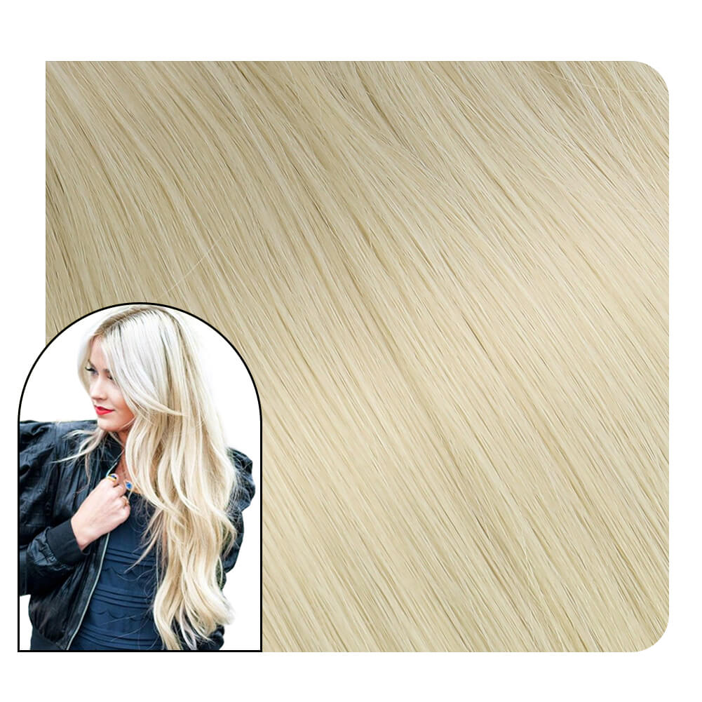 Full Cuticle Virgin Hand-tied Real Human Hair Weft Platinum Blonde #60