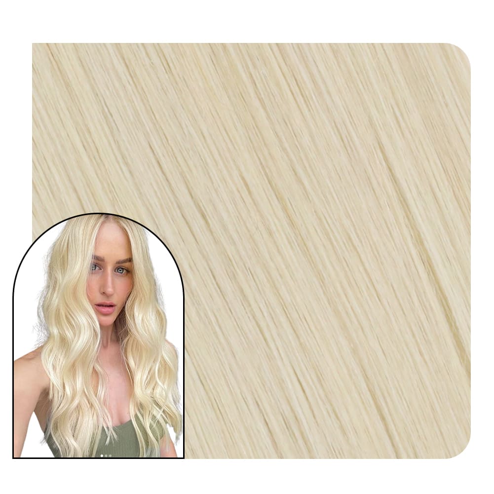 Hair Weave Style Sew in Platinum Blonde Color Remy Human Hair #60