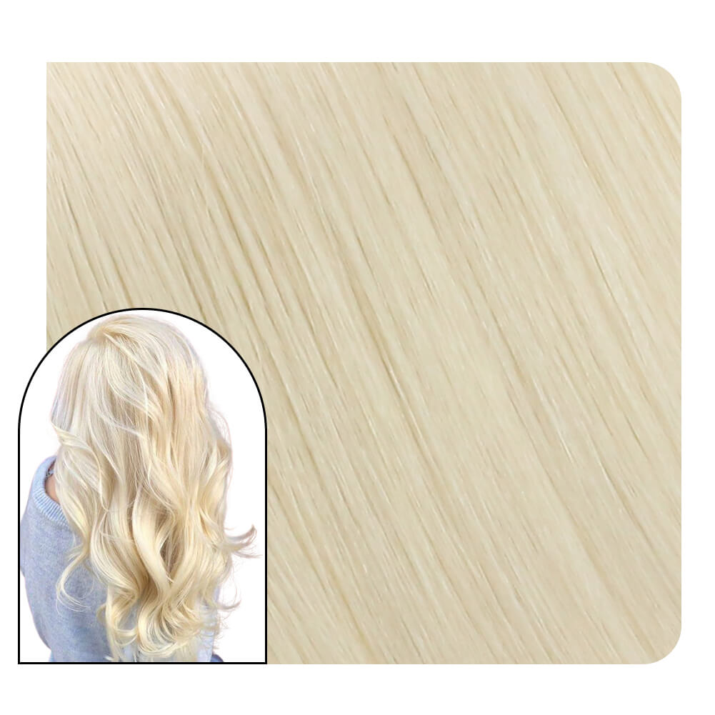 [Virgin Hair] Tape in Hair Extensions Virgin Hair Platinum Blonde Pure Color #60