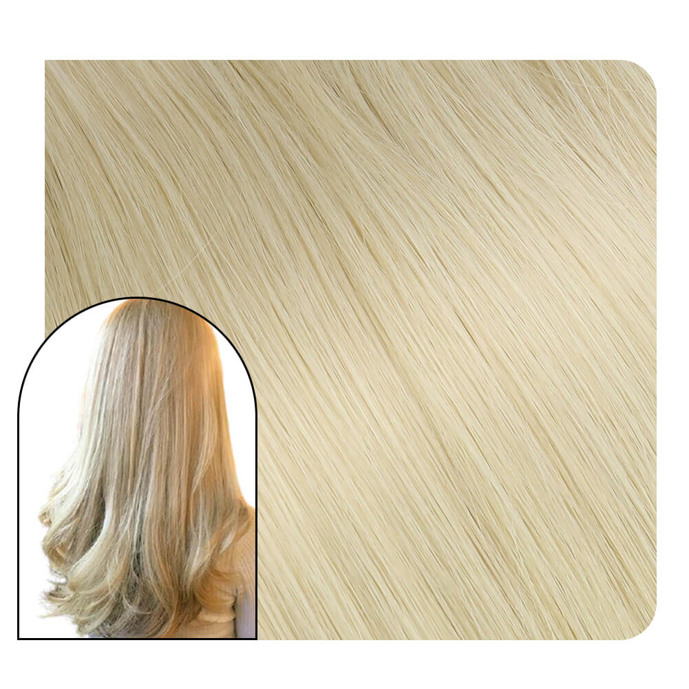 [Virgin+] PU Flat Silk Weft Hair Extensions Real Virgin Human Hair Blonde #60