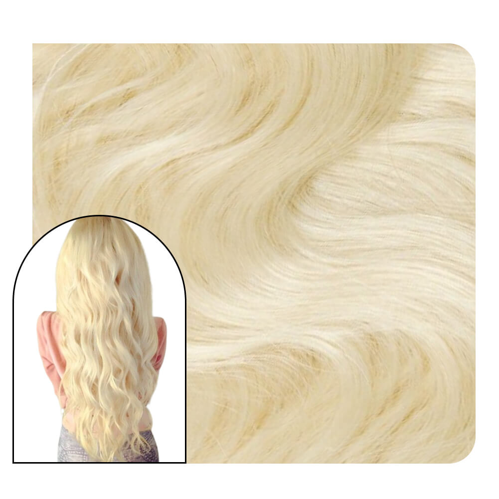 [Pre-sale][Virgin+] Wavy Seamless Injection Tape in Hair Extensions Platinum Blonde 10Pcs #60