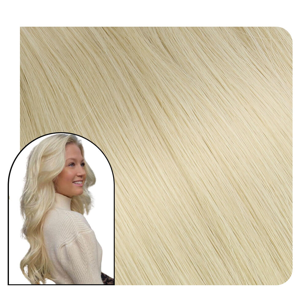 [Virgin+] Invisible Virgin Genius Weft Hair Extensions Platinum Blonde #60