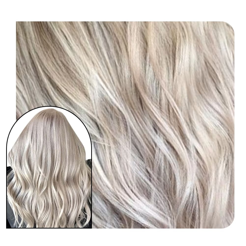 [Pre-sale] Tape ins Human Hair Double Sided Wavy Hair Extension White Blonde #60A