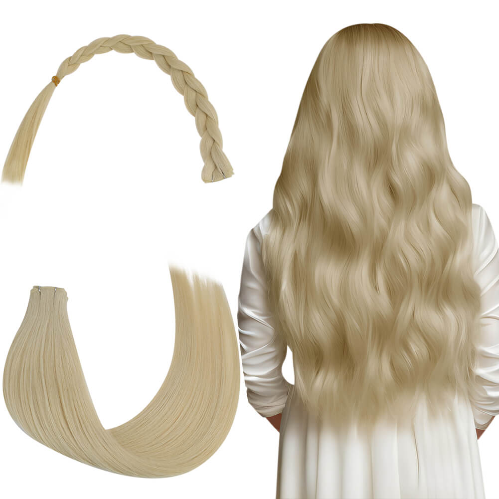 Full Cuticle Virgin Genius Weft Hair Extensions Platinum Blonde 60