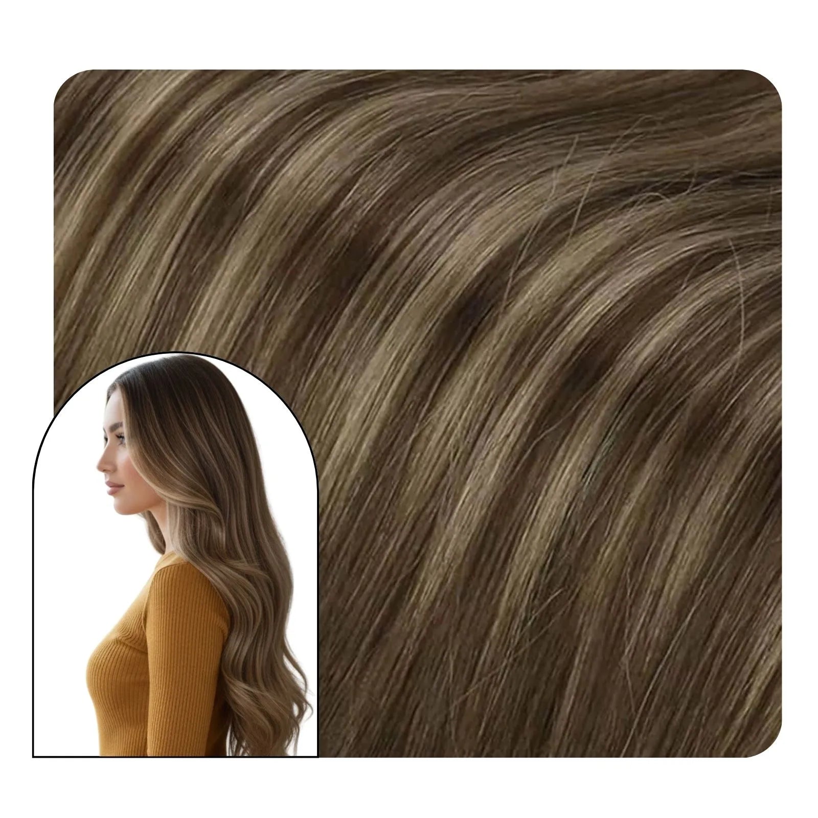 remy clip in hair extensions balayage brown with blonde