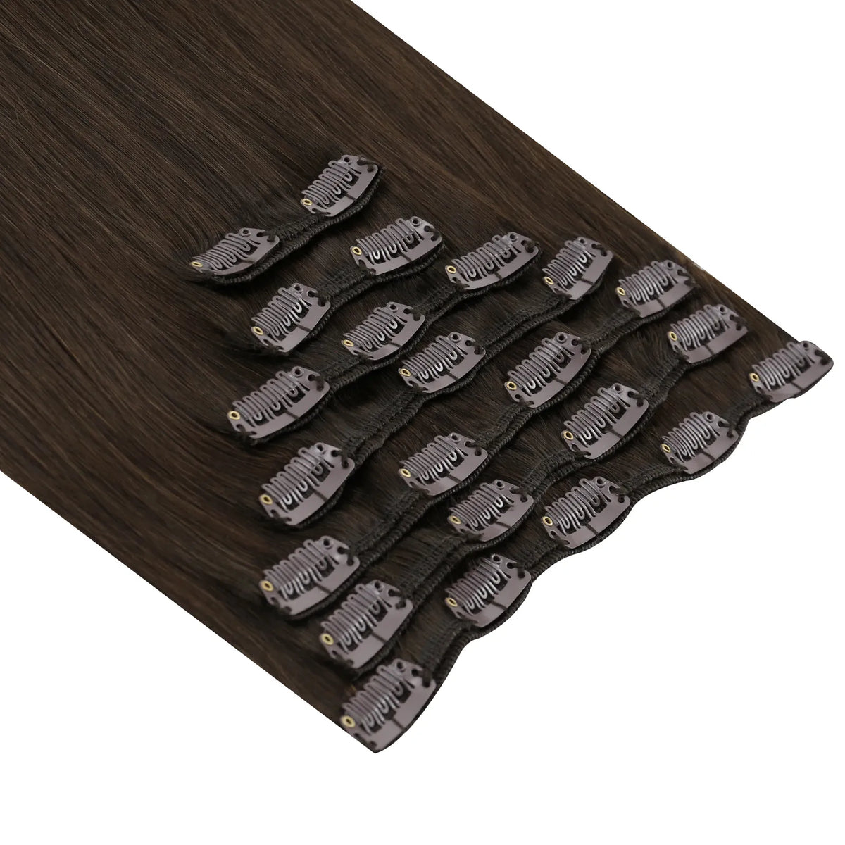 medium brown thickened clip in extensions 135G for women for thin hair