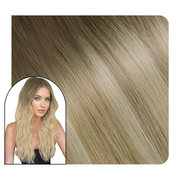 tape in hair extensions brown with blonde