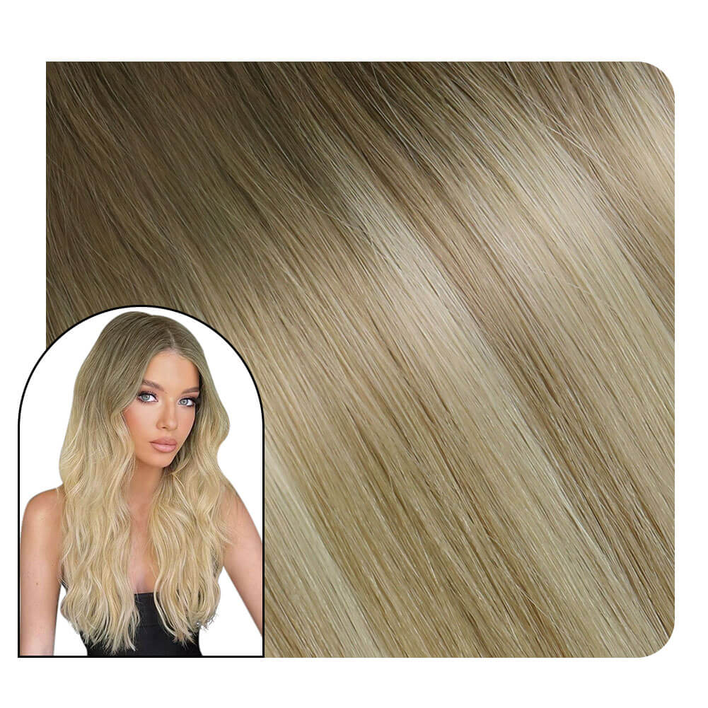tape in hair extensions brown with blonde