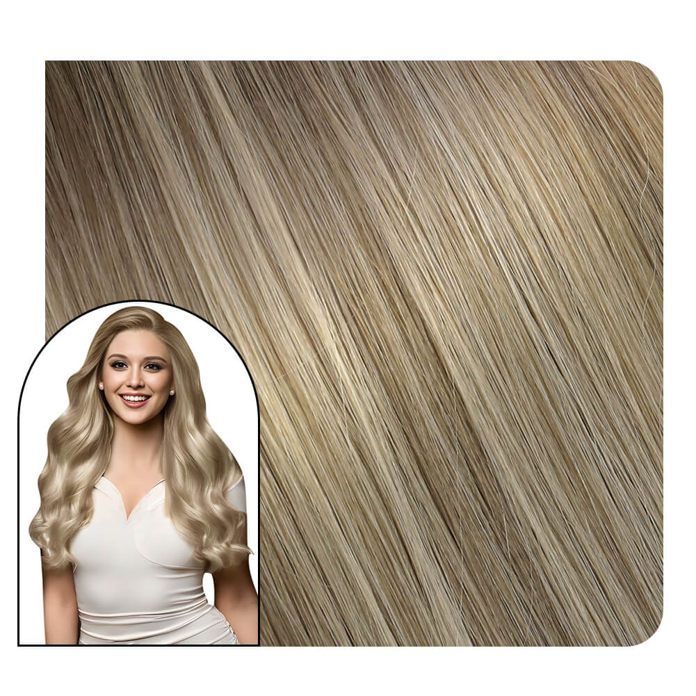 [Virgin Hair] Genius Weft Human Hair Extensions Hybrid Sew In Balayage #8/8/613