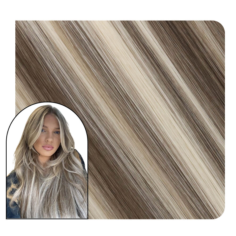 [Virgin+] Highlight PU Inject Tape in Extensions Brown With Blonde #8P60