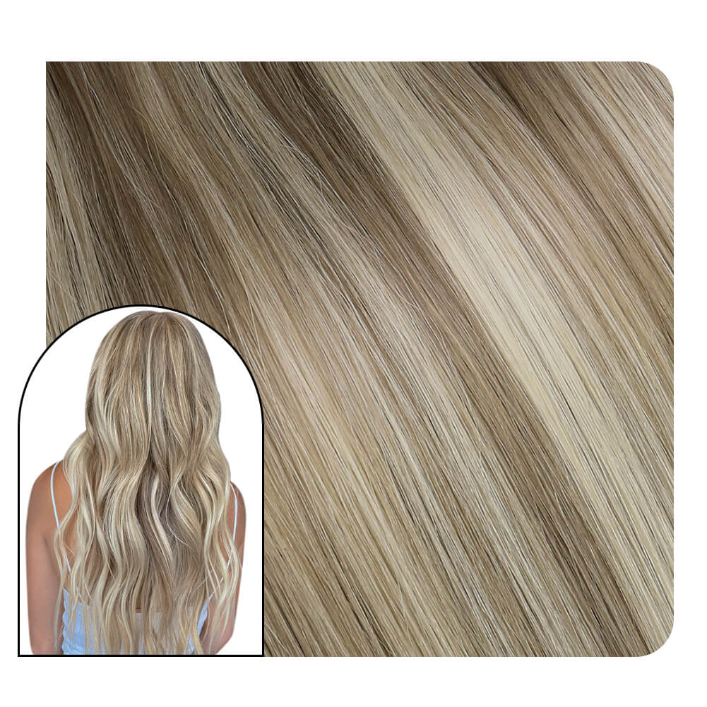 [Virgin+] Genius Weft Human Hair Extensions Brown Highlight With Blonde #P8/60