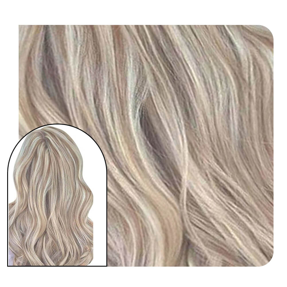 [Pre-sale][Virgin Hair] Wavy Tape in Extensions Highlight Ash Brown with Blonde 50G #P8/60