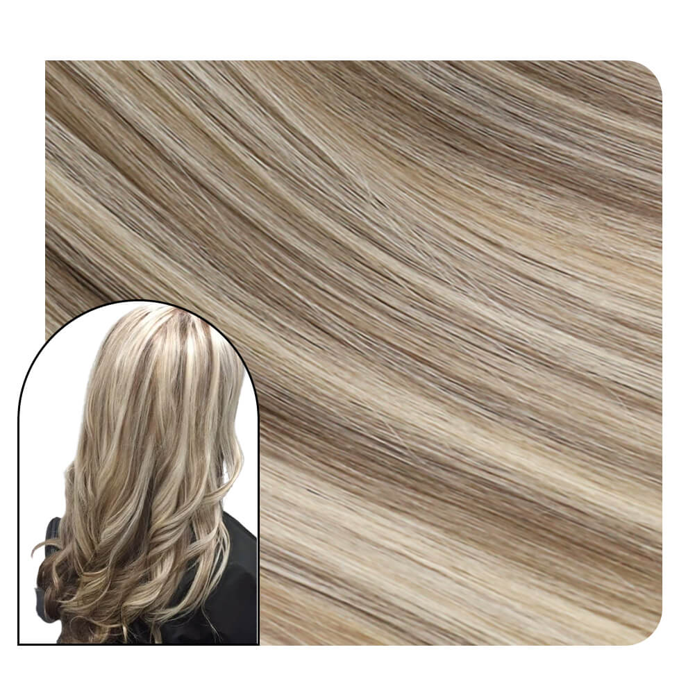 Tape in Hair Extensions Human Hair Highlight Brown With Blonde 
