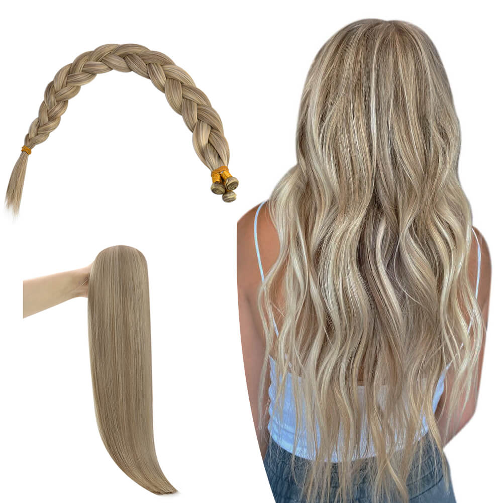 genius weft extensions highlight brown with blonde