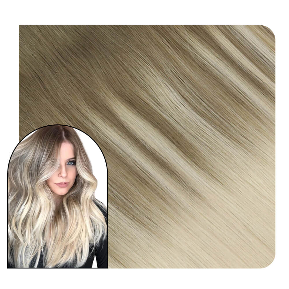  Balayage Omber Brown to Blonde Virgin Tape in Hair Extensions