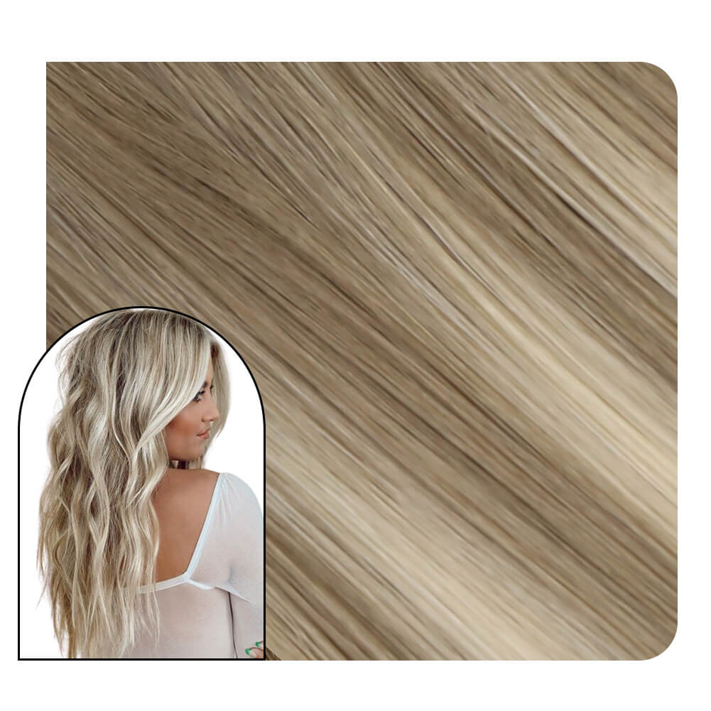 [Virgin+] Balayage Injection Tape in Hair Extensions Light Brown With Blonde #8/8/613
