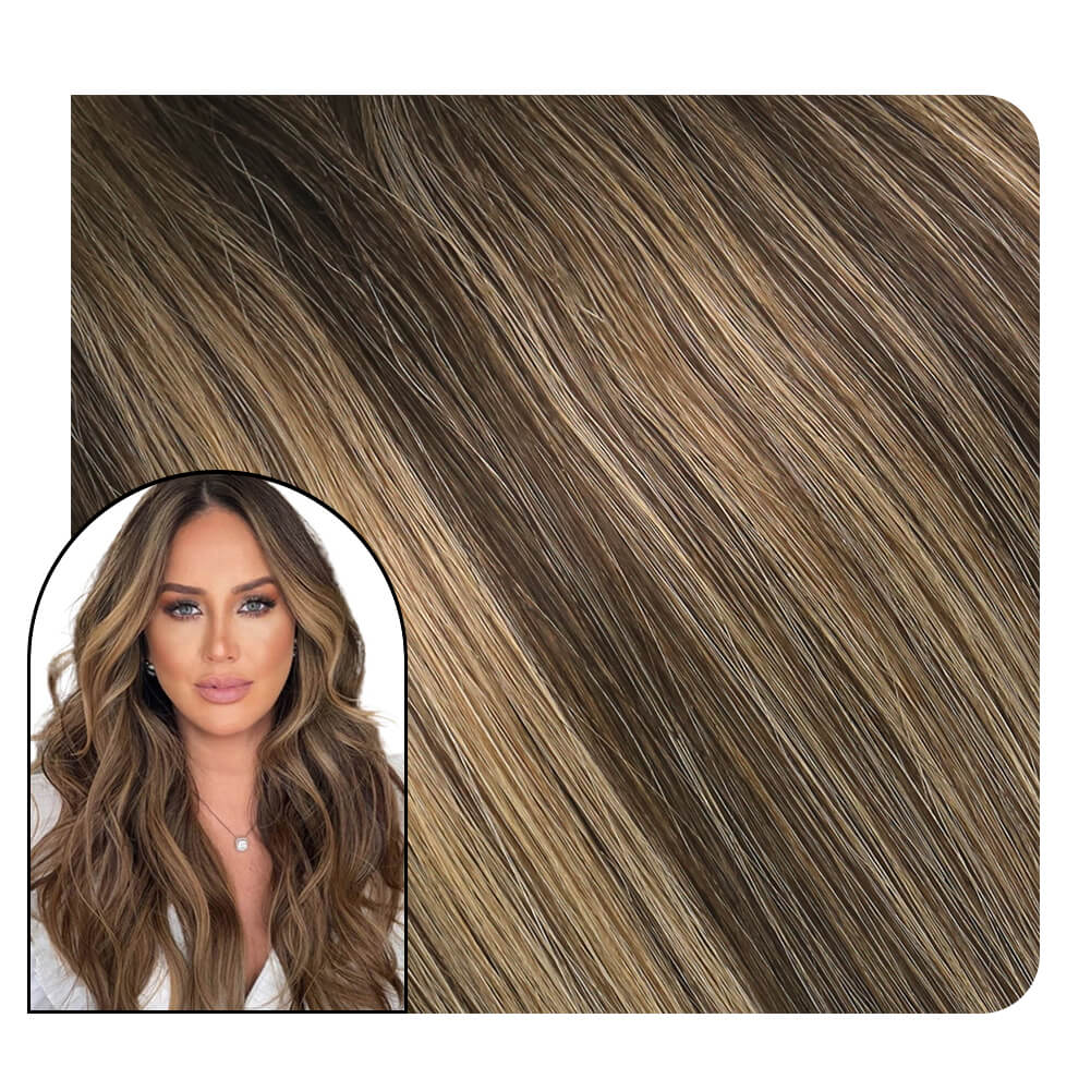 ugeat hair hand tied weft hair extensions brown blonde color
