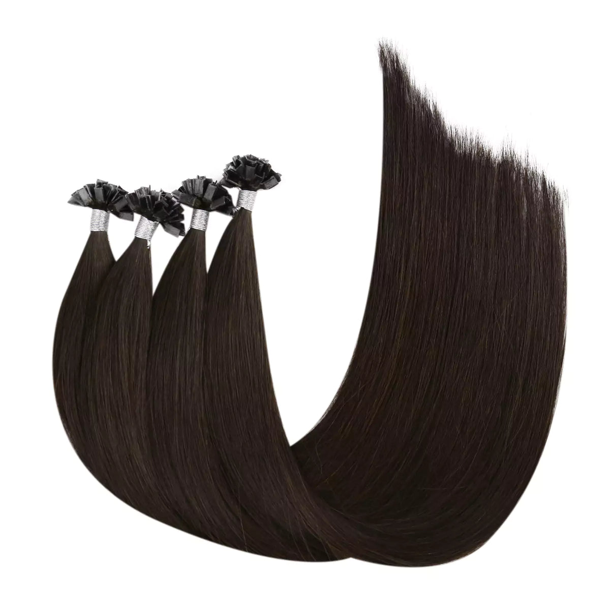 Ktips Color Virgin Ktip Extensions Fusion Human Hair Darkest Brown For Women #2
