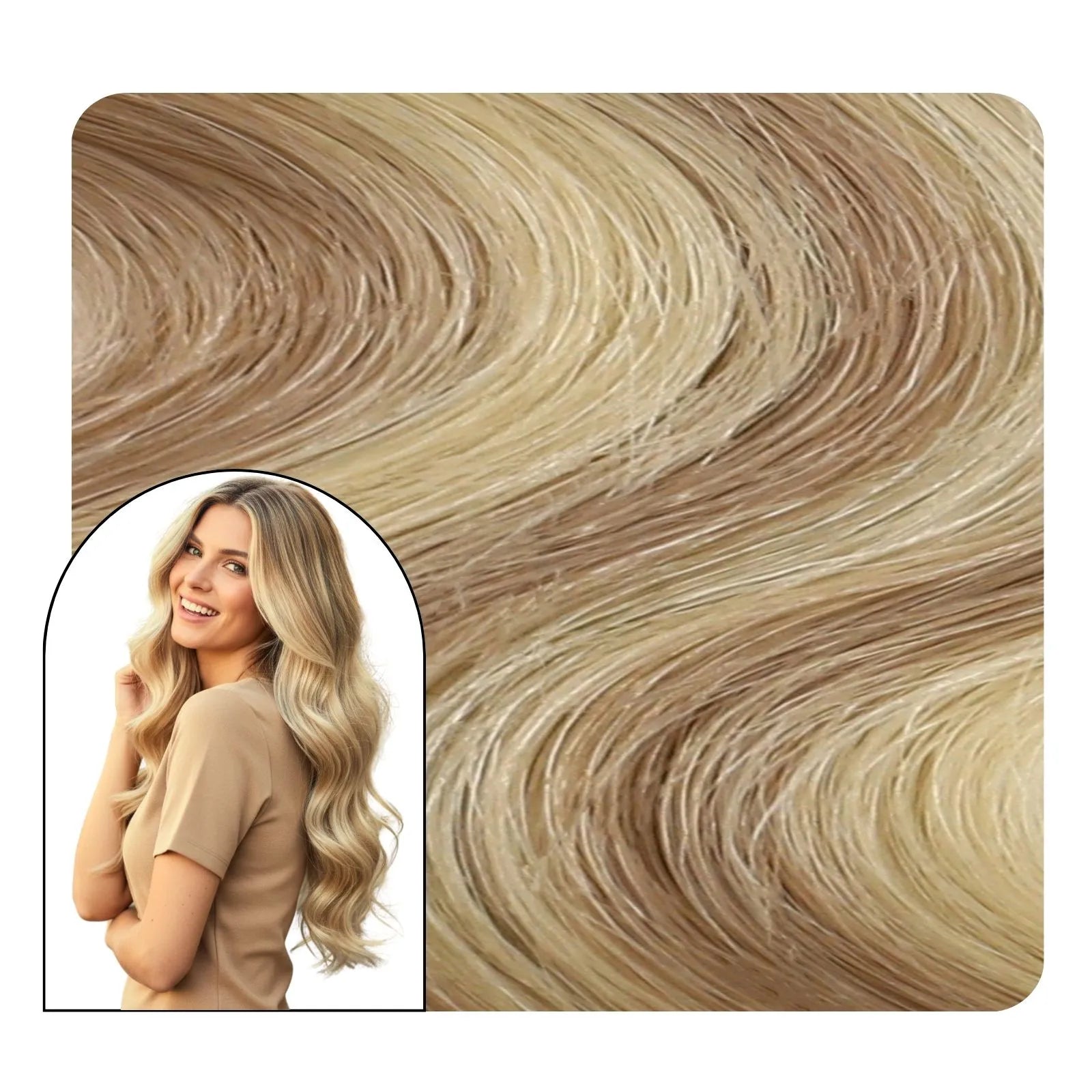 [Pre-sale] Butterfly Weft Extensions Beach Wavy Human Hair Creamy Ash Blonde #P18/613
