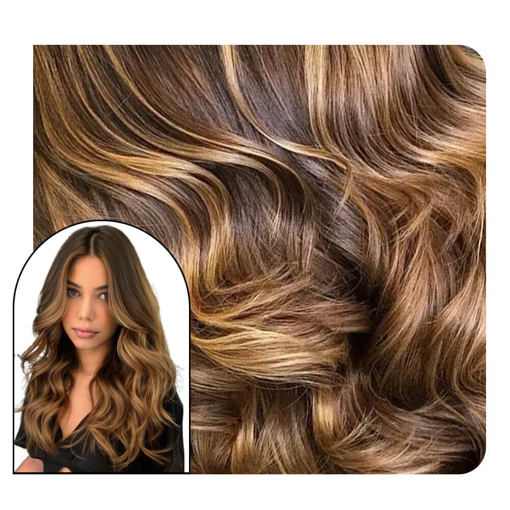  Wavy Injection Tape in Hair Extensions Balayage Ombre Color 
